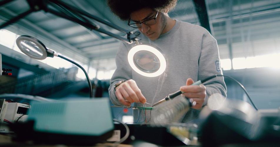 Student working in lab